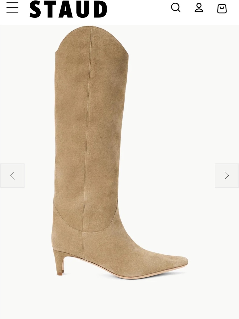 STAUD Tall Suede Over-the-Knee Boot in Taupe